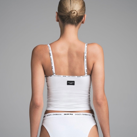 DOLCE & GABBANA X SKIMS COTTON JERSEY SCOOP NECK CAMI | SNOW XS - Picture 2 of 3